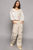 Chiffon & Crochet Woven Balloon Sleeve Top - POL - RARA Boutique