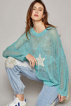 Oversized Crochet Star Sweater - POL - RARA Boutique