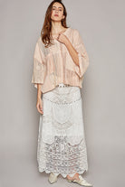 Lace Sleeve Crochet V-Neck Top with Pockets - POL - RARA Boutique