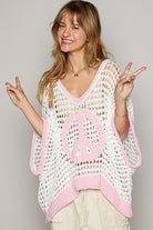Open Crochet Oversized Peace Sign Sweater - POL - RARA Boutique