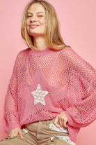 Oversized Crochet Star Sweater - POL - RARA Boutique