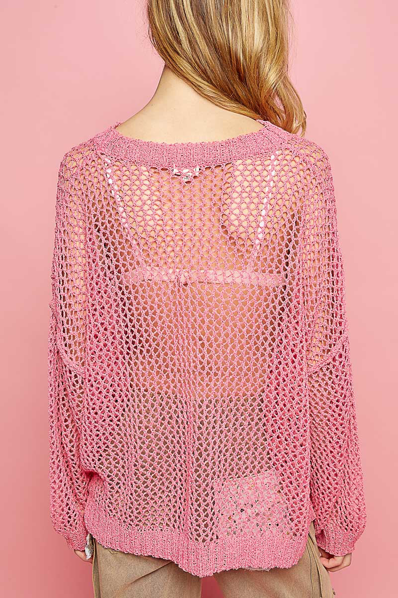 Oversized Crochet Star Sweater - POL - RARA Boutique