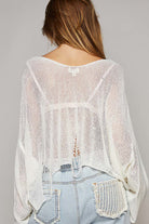 Long Sleeve Distressed Flower Print Knit Top - POL - RARA Boutique