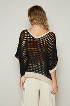 Open Crochet Oversized Peace Sign Sweater - POL - RARA Boutique