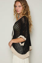 Open Crochet Oversized Peace Sign Sweater - POL - RARA Boutique