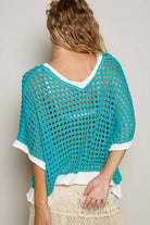 Open Crochet Oversized Peace Sign Sweater - POL - RARA Boutique