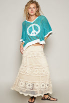 Open Crochet Oversized Peace Sign Sweater - POL - RARA Boutique