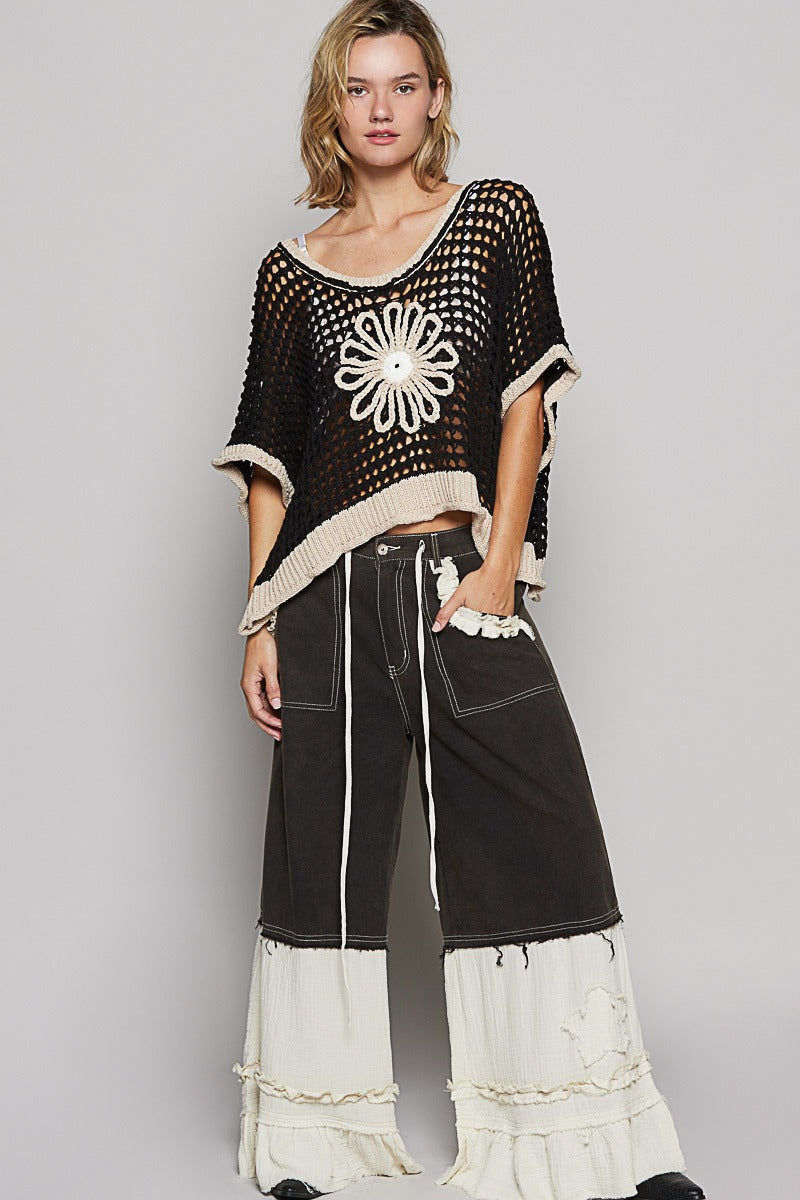 Daisy Flower Open Knit Crochet Sweater - POL - RARA Boutique