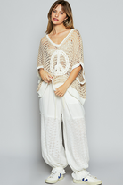 Open Crochet Oversized Peace Sign Sweater - POL - RARA Boutique