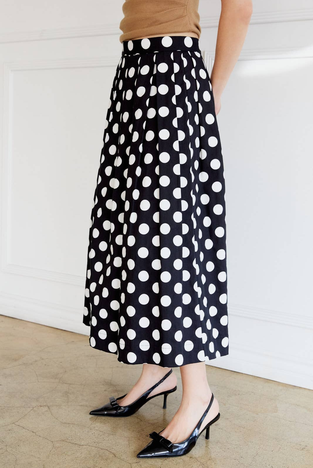 Retro Polka Dot Pleated Circle Midi Skirt - Sunday Edition - RARA Boutique