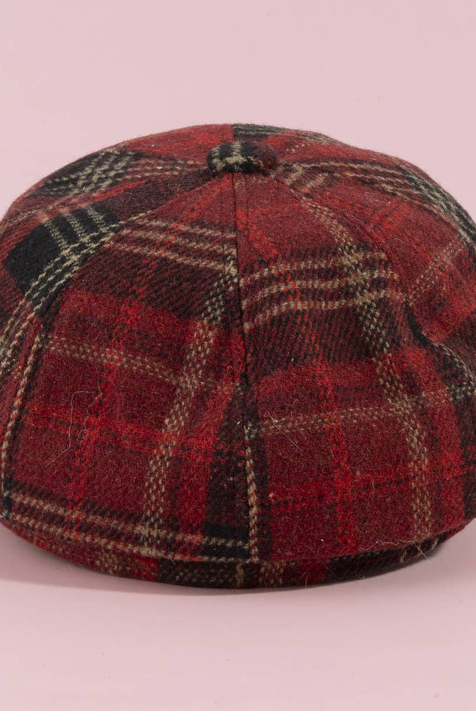 Tartan plaid eight-panel newsboy cap by Collections by Fame Accessories, showing the classic style and vibrant pattern.