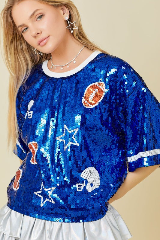 Football Game Day Sequin Top - RARA Boutique