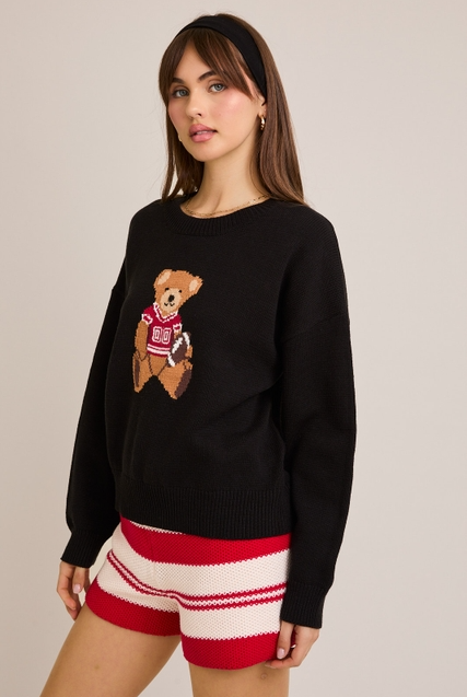 Long Sleeve Football Teddy Bear Sweater - Le Lis - RARA Boutique