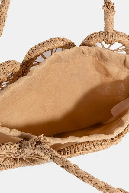 Braided Straw Wheel Handbag with Crossbody Strap - RARA Boutique