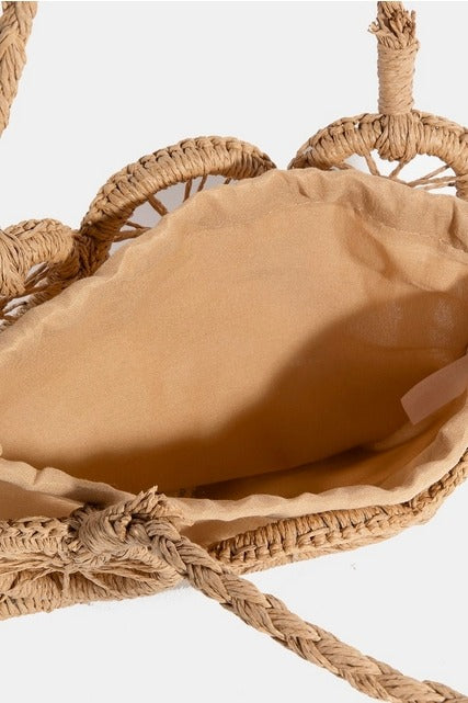 Braided Straw Wheel Handbag with Crossbody Strap - RARA Boutique