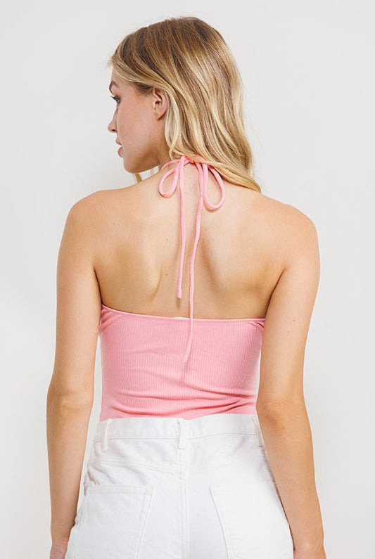 Halter Neck Bodysuit with Cut Out - RARA Boutique