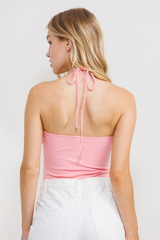 Halter Neck Bodysuit with Cut Out - RARA Boutique