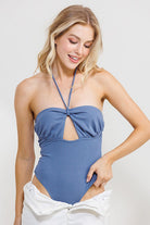 Halter Neck Bodysuit with Cut Out - RARA Boutique