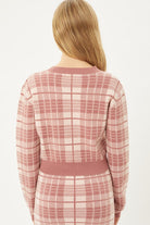 Solid Plaid Snug Waist Casual Cropped Cardigan - RARA Boutique