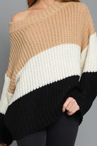 Off the Shoulder Color Block Sweater - RARA Boutique