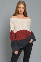 Off the Shoulder Color Block Sweater - RARA Boutique