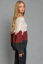 Off the Shoulder Color Block Sweater - RARA Boutique