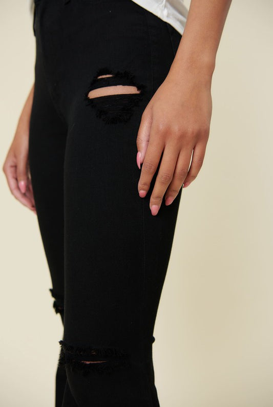 High Rise Distressed Ultra Flare Bell Bottom Jeans - Vibrant M.i.U - RARA Boutique