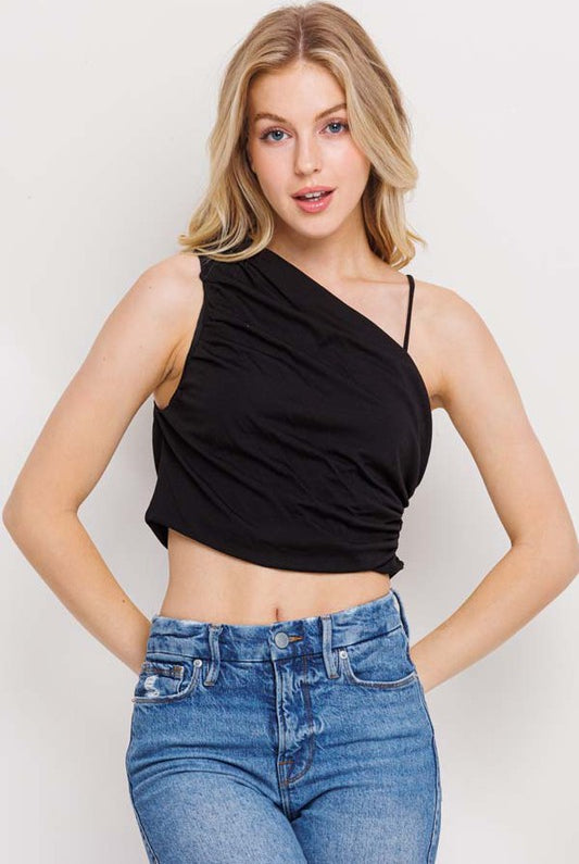Matte Jersey One Shoulder Crop Top - RARA Boutique