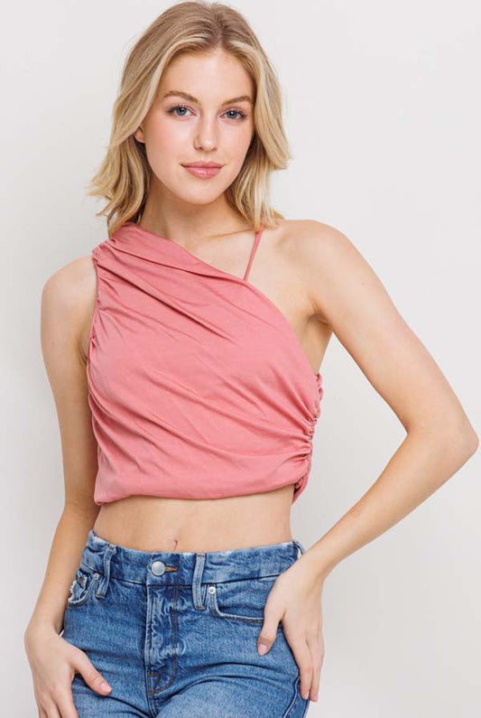 Matte Jersey One Shoulder Crop Top - RARA Boutique
