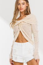 Off the Shoulder Twist Front Sweater Top - RARA Boutique