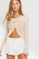 Off the Shoulder Twist Front Sweater Top - RARA Boutique
