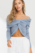 Off the Shoulder Twist Front Sweater Top - RARA Boutique
