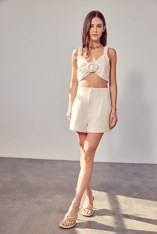 Front Pleat Shorts with Pockets - RARA Boutique 