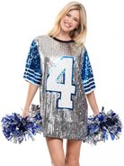 Sequin Game Day "4" Jersey T-Shirt Dress - RARA Boutique