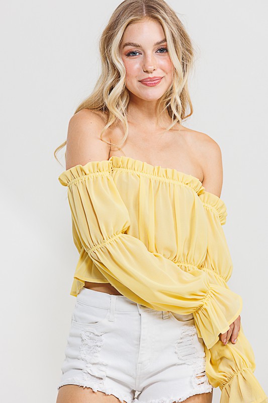 Long Sleeve Off The Shoulder Wooldobby Top - Rara Boutique