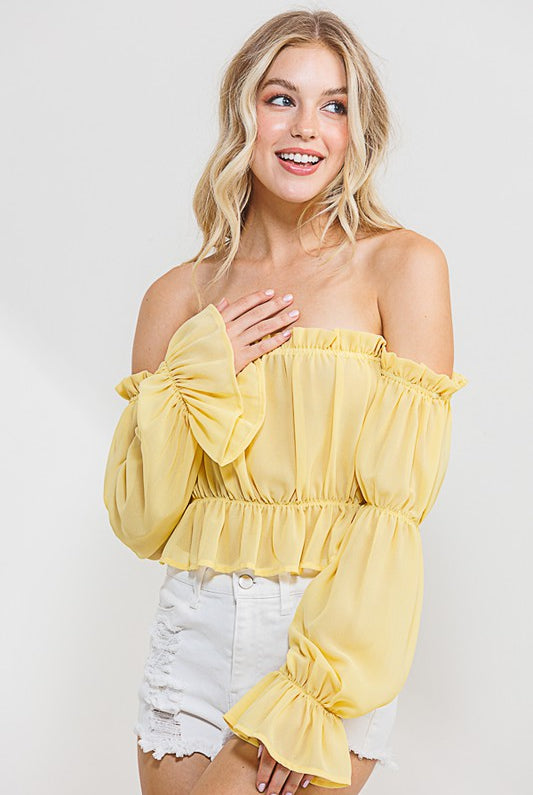 Long Sleeve Off The Shoulder Wooldobby Top - Rara Boutique