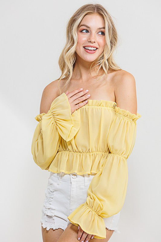 Long Sleeve Off The Shoulder Wooldobby Top - Rara Boutique