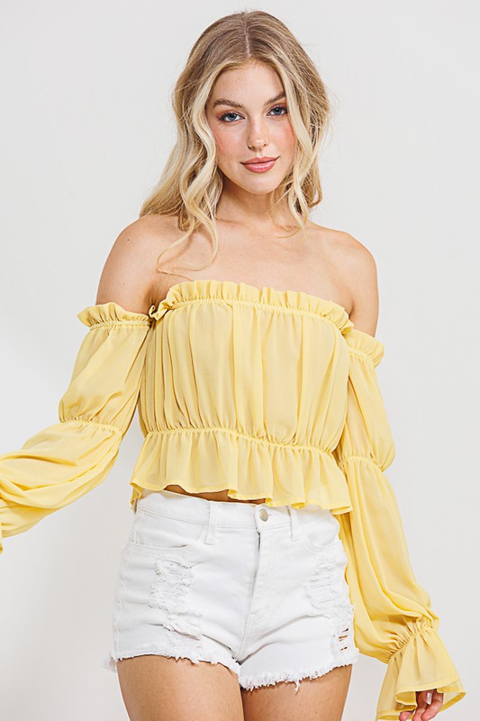 Long Sleeve Off The Shoulder Wooldobby Top - Rara Boutique