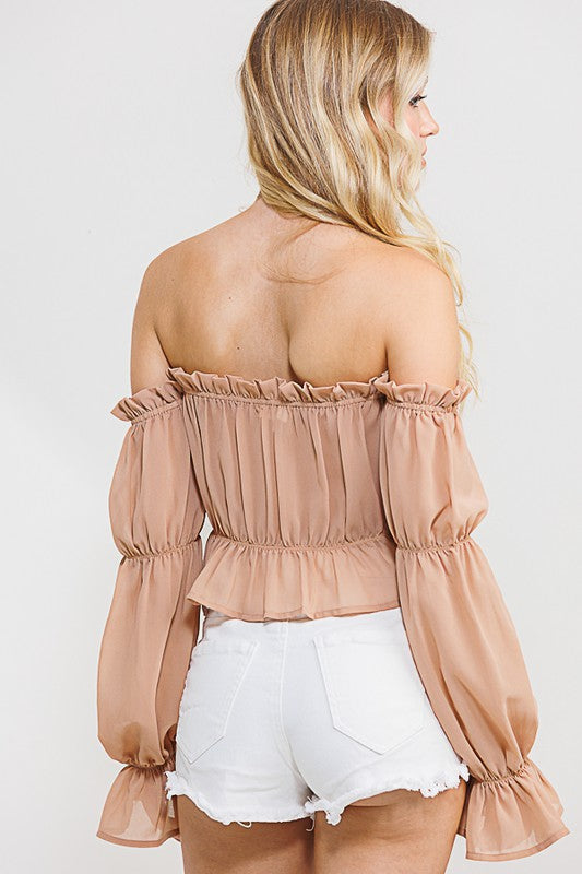 Long Sleeve Off The Shoulder Wooldobby Top - Rara Boutique