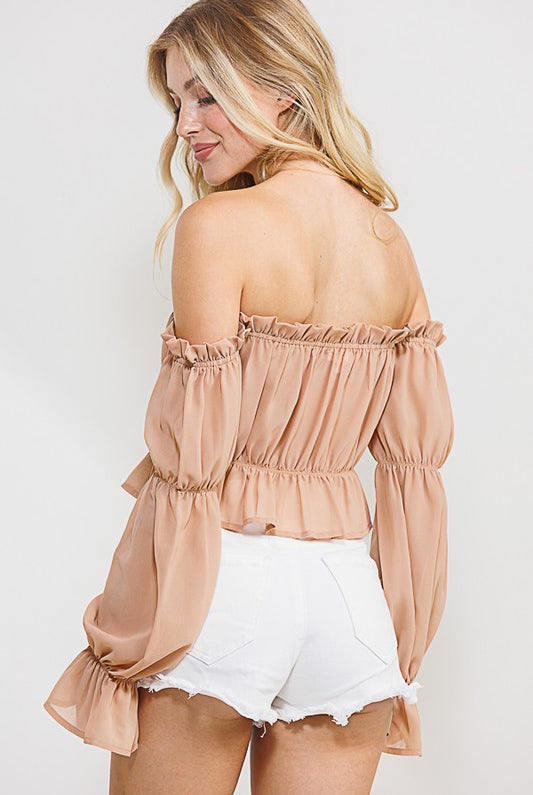 Long Sleeve Off The Shoulder Wooldobby Top - Rara Boutique