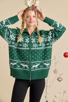 Christmas Faire Isle Knit Sweater Jacket - Main Strip - RARA Boutique