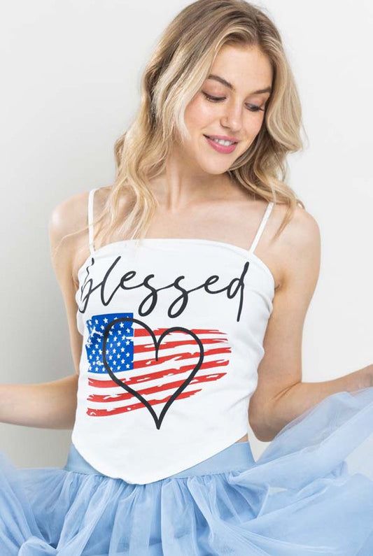 Blessed USA American Flag Bandanna Top - RARA Boutique