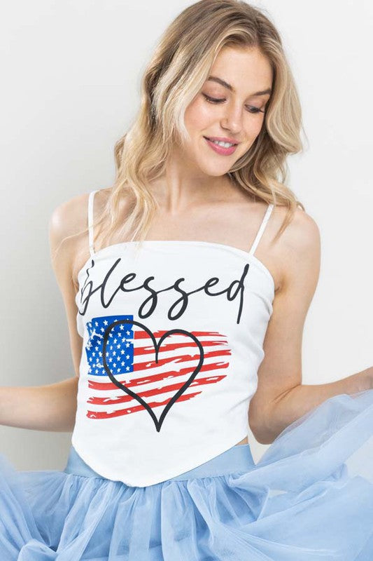 Blessed USA American Flag Bandanna Top - RARA Boutique