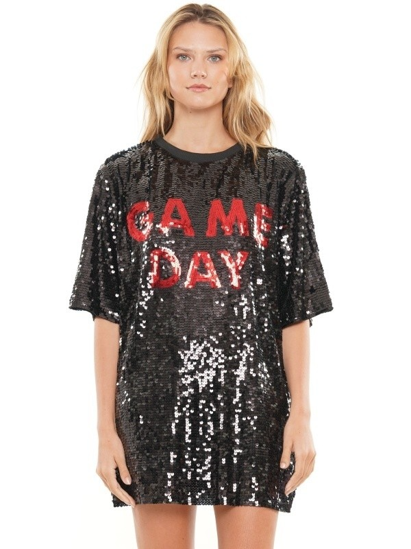Game Day Sequin T-Shirt Dress - RARA Boutique