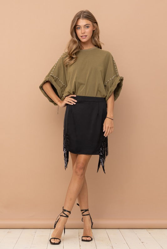 Studded Oversized High Low T Shirt - RARA Boutique