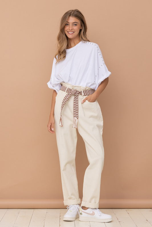 Studded Oversized High Low T Shirt - RARA Boutique