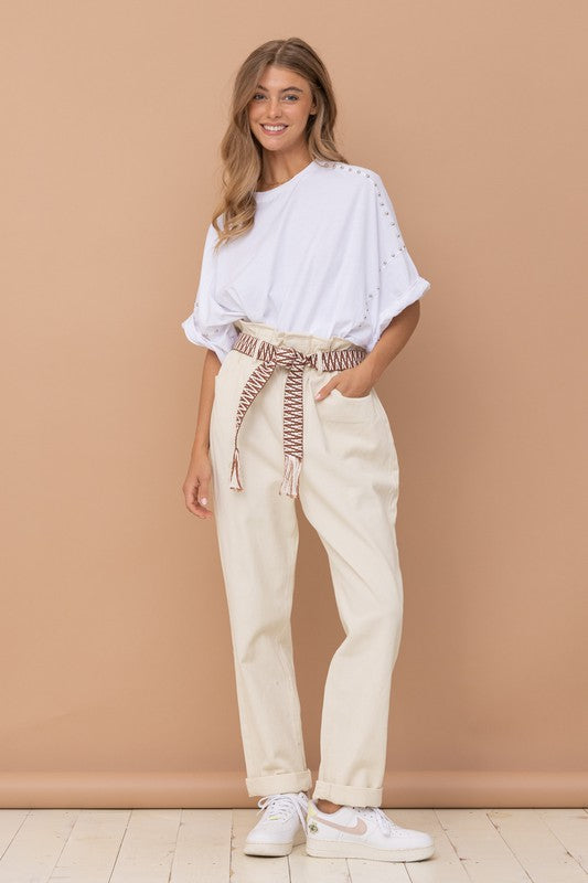 Studded Oversized High Low T Shirt - RARA Boutique