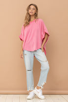 Studded Oversized High Low T Shirt - RARA Boutique