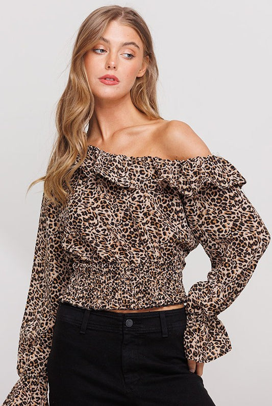 Bubble Crepe Ruffle Top - Rara Boutique