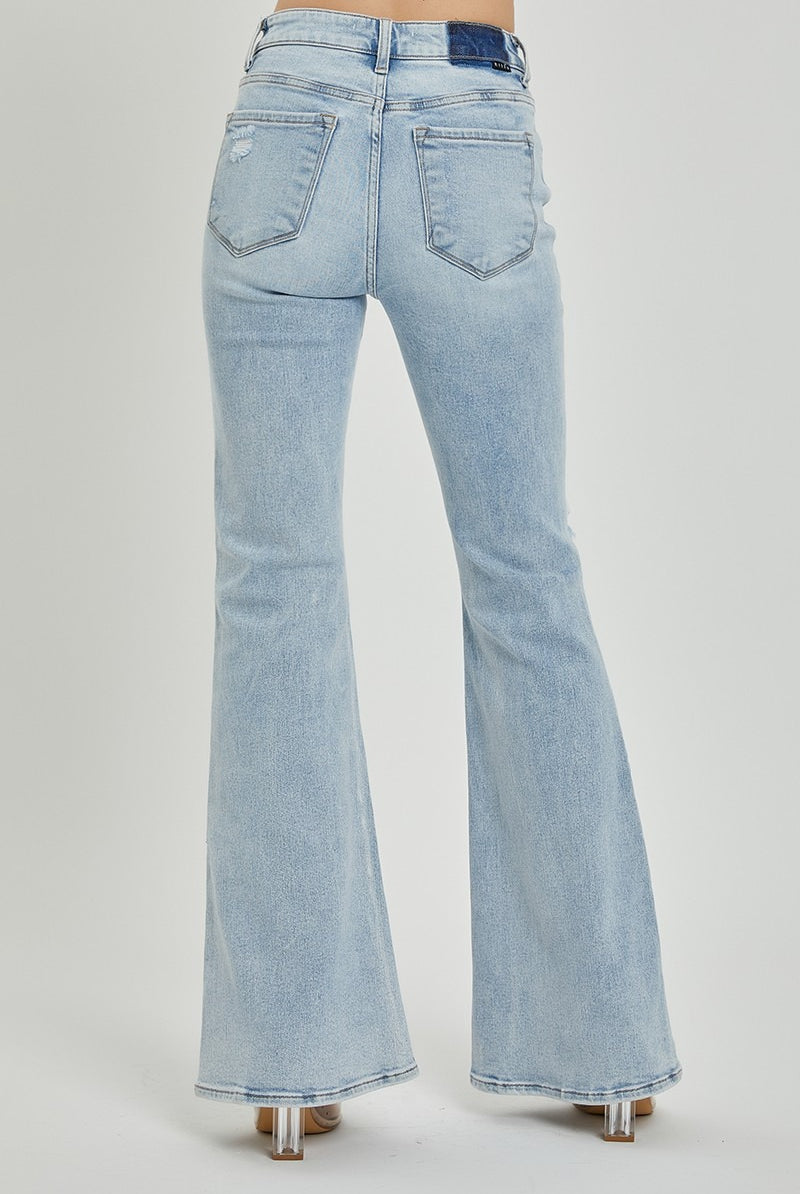 Mid Rise Button Fly Flare Jeans - Risen - RARA Boutique